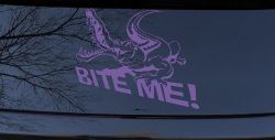 Bite Me Alligator or Crocodile Car or Truck Window Decal Sticker (Purple)
