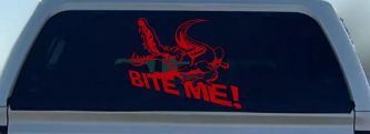 Bite Me Alligator or Crocodile Car or Truck Window Decal Sticker (Red)