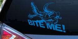 Bite Me Alligator Crocodile Car Truck Window Decal Sticker Vinyl (Sky Blue)
