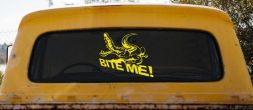 Bite Me Alligator or Crocodile Car or Truck Window Decal Sticker (Yellow)