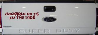 Cowgirls Do It In the Dirt Funny Western Farm Ranch Car or Truck Window Decal Sticker (Purple Red)