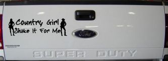 Country Girl Shake It For Me Western Car or Truck Window Decal Sticker (Black)