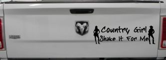Country Girl Shake It For Me Western Car or Truck Window Decal Sticker (Black)