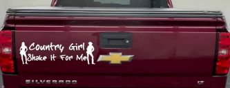 Country Girl Shake It For Me Western Car or Truck Window Decal Sticker (White)