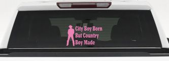City Boy Born Country Boy Made Western Rodeo Ranch Farm Car or Truck Window Decal Sticker (Pink)