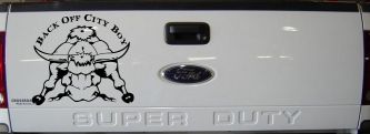 Back Off City Boy Bull Country Western Farm and Ranch Car or Truck Window Decal Sticker (Black)