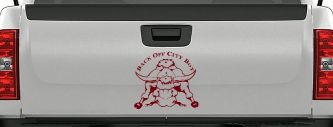 Back Off City Boy Bull Country Western Farm and Ranch Car or Truck Window Decal Sticker (Burgundy)