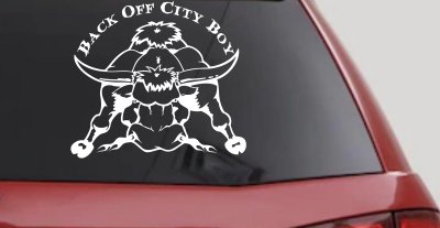 Back Off City Boy Bull Decal - Country Western Farm Truck Sticker