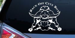 Back Off City Boy Bull Country Western Farm and Ranch Car or Truck Window Decal Sticker