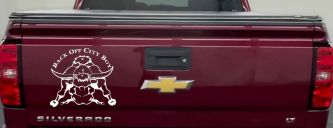 Back Off City Boy Bull Country Western Farm and Ranch Car or Truck Window Decal Sticker (White)