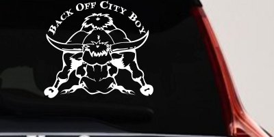Back Off City Boy Bull Decal - Country Western Farm Truck Sticker