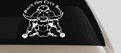 Back Off City Boy Bull Decal - Country Western Farm Truck Sticker