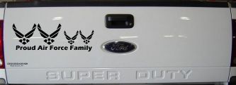 Proud Air Force Stick Family 2 Kids Car or Truck Window Decal Sticker (Black)