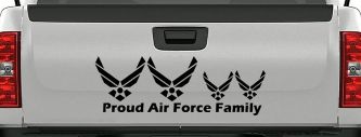 Proud Air Force Stick Family 2 Kids Car or Truck Window Decal Sticker (Black)