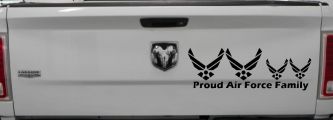 Proud Air Force Stick Family 2 Kids Car or Truck Window Decal Sticker (Black)