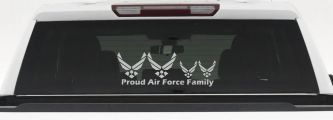 Proud Air Force Stick Family 2 Kids Car or Truck Window Decal Sticker (Light Gray)