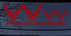 Proud Air Force Stick Family 2 Kids Car or Truck Window Decal Sticker (Red)