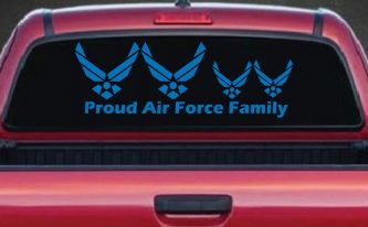 Proud Air Force Stick Family Decal for Car or Truck Window 2 Kids (Sky Blue)