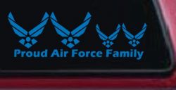 Proud Air Force Stick Family 2 Kids Car or Truck Window Decal Sticker (Sky Blue)