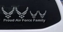 Proud Air Force Stick Family 2 Kids Car or Truck Window Decal Sticker (Telegrey)