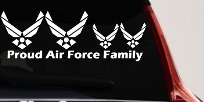 Proud Air Force Stick Family Decal for Car or Truck Window 2 Kids