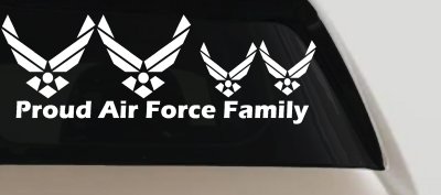 Proud Air Force Stick Family Decal for Car or Truck Window 2 Kids