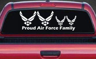 Proud Air Force Stick Family 2 Kids Car or Truck Window Decal Sticker