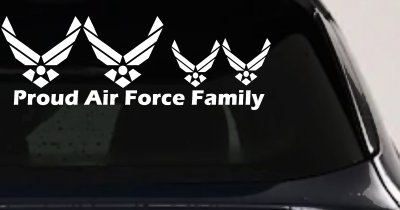 Proud Air Force Stick Family Decal for Car or Truck Window 2 Kids