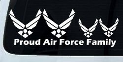 Proud Air Force Stick Family 2 Kids Car or Truck Window Decal Sticker