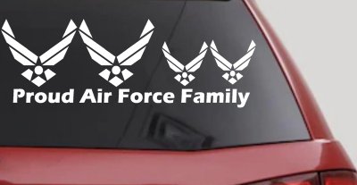 Proud Air Force Stick Family Decal for Car or Truck Window 2 Kids