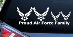 Proud Air Force Stick Family 2 Kids Car or Truck Window Decal Sticker
