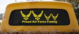 Proud Air Force Stick Family Decal for Car or Truck Window 2 Kids (Yellow)