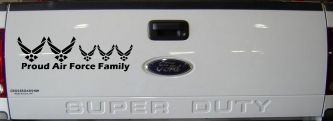 Proud Air Force Stick Family 3 Kids Car or Truck Window Decal Sticker (Black)