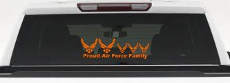 Proud Air Force Stick Family 3 Kids Car or Truck Window Decal Sticker (Orange)