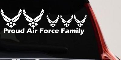 Proud Air Force Stick Family 3 Kids Window Decal - Truck Car Sticker