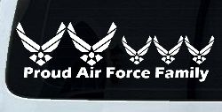 Proud Air Force Stick Family 3 Kids Car or Truck Window Decal Sticker