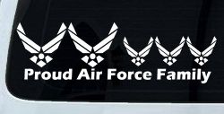 Proud Air Force Stick Family 3 Kids Car or Truck Window Decal Sticker
