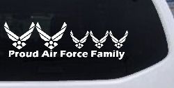 Proud Air Force Stick Family 3 Kids Car or Truck Window Decal Sticker