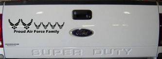 Proud Air Force Stick Family 4 Kids Car or Truck Window Decal Sticker (Black)