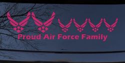 Proud Air Force Stick Family 4 Kids Car or Truck Window Decal Sticker (Hot Pink)
