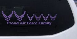 Proud Air Force Stick Family 4 Kids Car or Truck Window Decal Sticker (Purple)