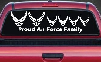 Proud Air Force Stick Family 4 Kids Car or Truck Window Decal Sticker