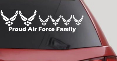 Proud Air Force Stick Family 4 Kids Car Truck Window Decal Sticker