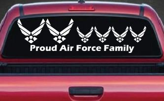 Proud Air Force Stick Family 4 Kids Car or Truck Window Decal Sticker