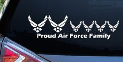 Proud Air Force Stick Family 4 Kids Car or Truck Window Decal Sticker