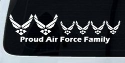 Proud Air Force Stick Family 4 Kids Car or Truck Window Decal Sticker