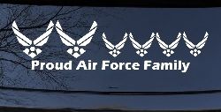 Proud Air Force Stick Family 4 Kids Car or Truck Window Decal Sticker