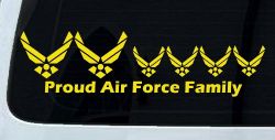 Proud Air Force Stick Family 4 Kids Car Truck Window Decal Sticker (Yellow)