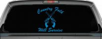 Country Folk Will Survive Crossed Guns Car or Truck Window Decal Sticker (Blue)
