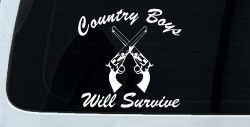 Country Boys Will Survive Crossed Guns Car or Truck Window Decal Sticker